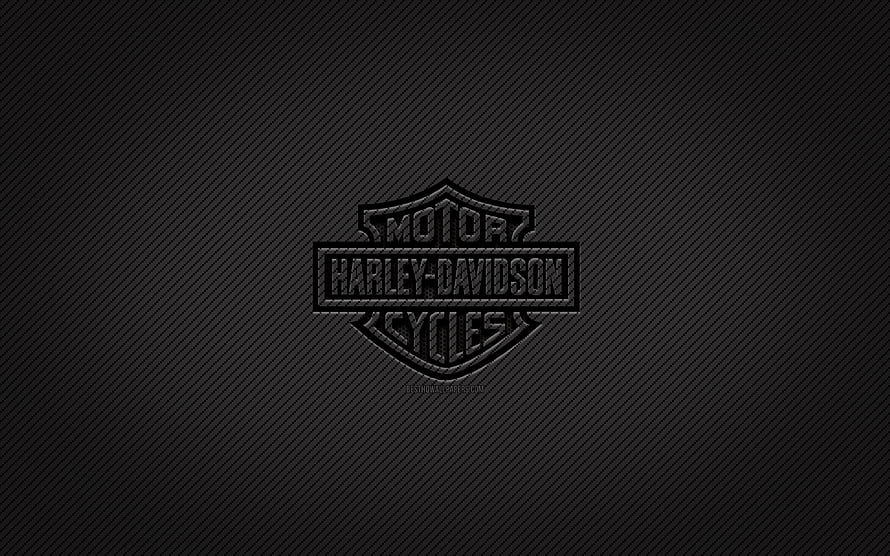 Harley-Davidson Carbon Fiber Logo on Dark Textured Background HD wallpaper