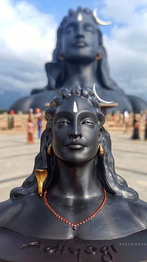 Adiyogi Shiva Statue at Isha Yoga Center with Crescent Moon and Serpent Crown HD phone wallpaper