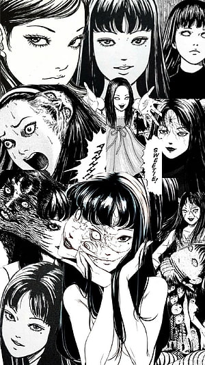 Uzumaki Junji Ito Horror Manga Artwork Featuring Spiral Faces and Distorted Characters, Tomie . , Horror, Art, Horror Manga HD phone wallpaper