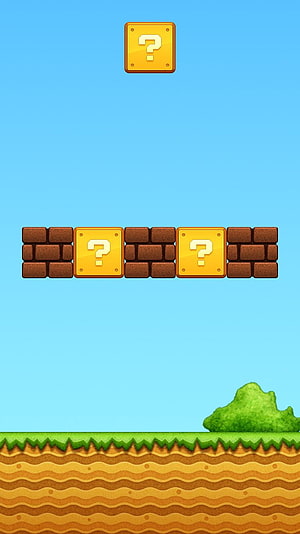 Super Mario Bros Classic Question Block Platform Level Scene HD phone wallpaper