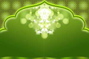 Elegant Green Islamic Arch Background With Bokeh Lights And Geometric Pattern HD wallpaper