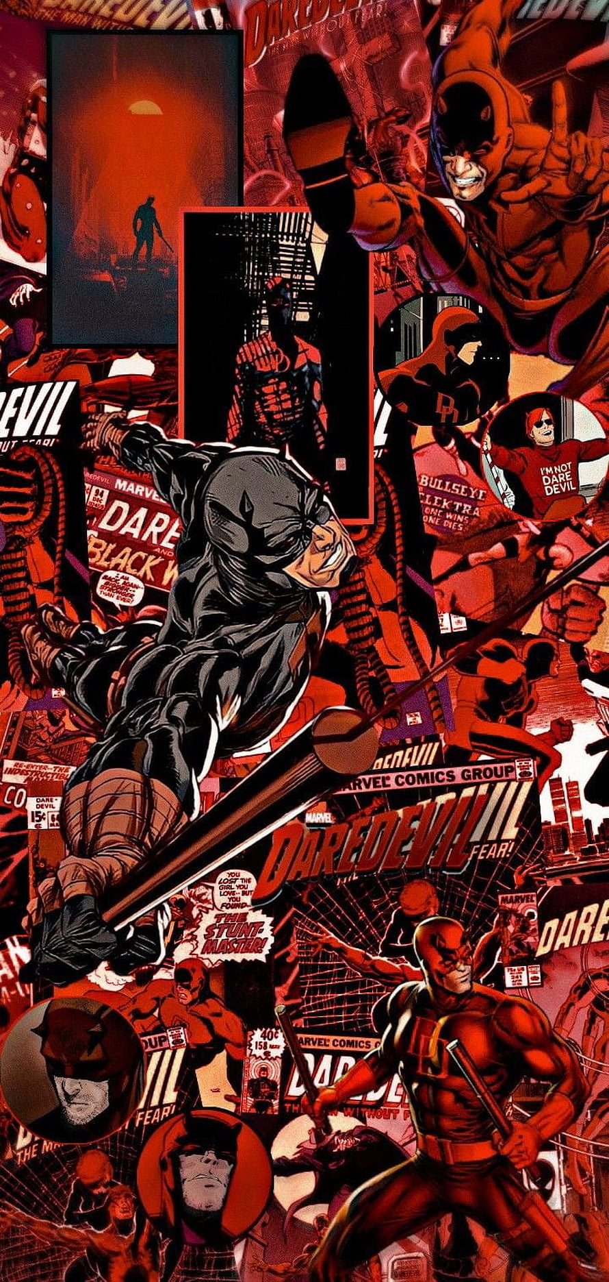 Daredevil Comic Book Collage Wallpaper Featuring Marvel Comics Artwork and Action Scenes HD phone wallpaper