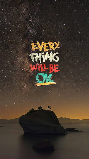 Inspirational Night Sky Quote Over Silhouetted Rock Formation and Milky Way HD phone wallpaper