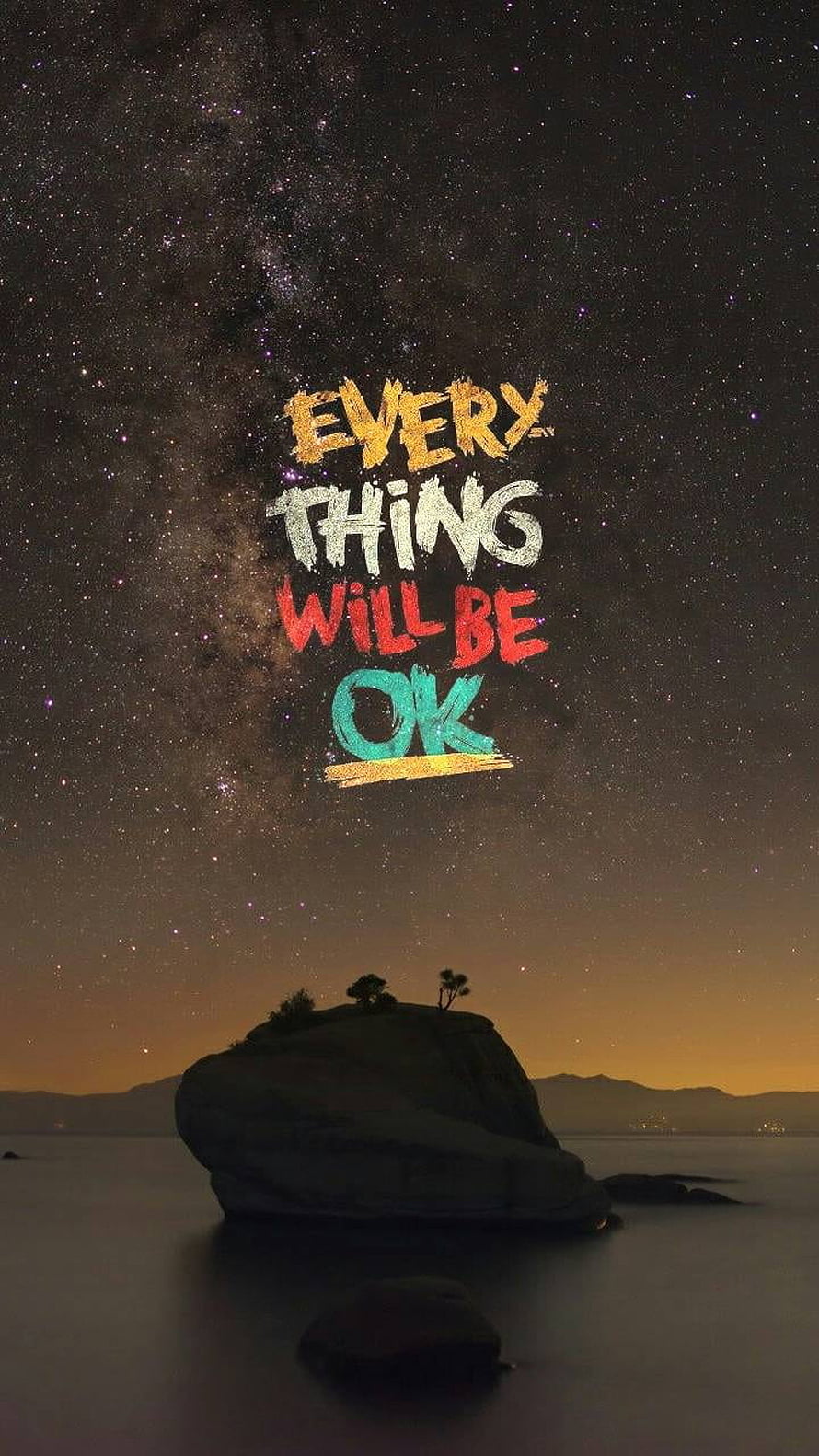 Inspirational Night Sky Quote Over Silhouetted Rock Formation and Milky Way HD phone wallpaper
