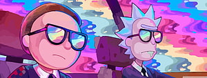 Rick and Morty wearing sunglasses in a psychedelic colorful animated style HD wallpaper