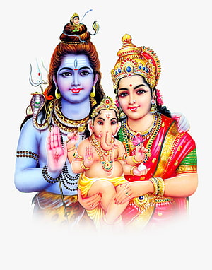 Lord Shiva Parvati and Baby Ganesha Hindu Deity Family Portrait HD phone wallpaper