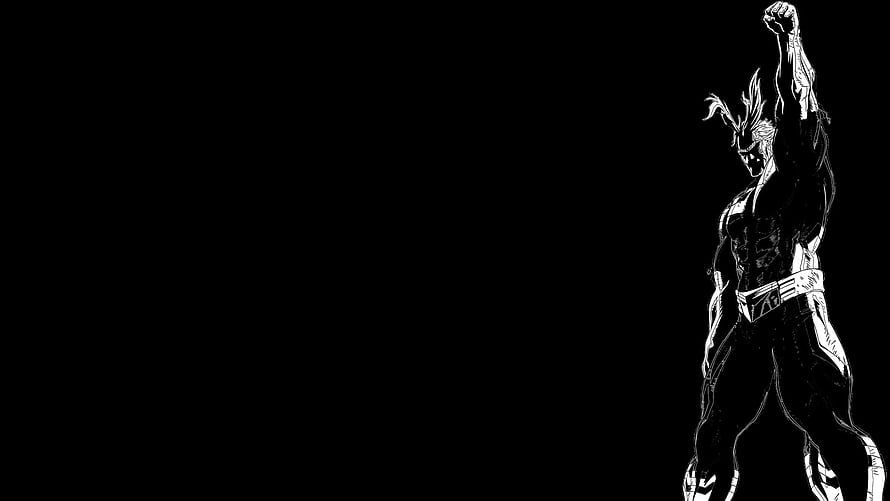 All Might from My Hero Academia in a dramatic black and white victory pose HD wallpaper