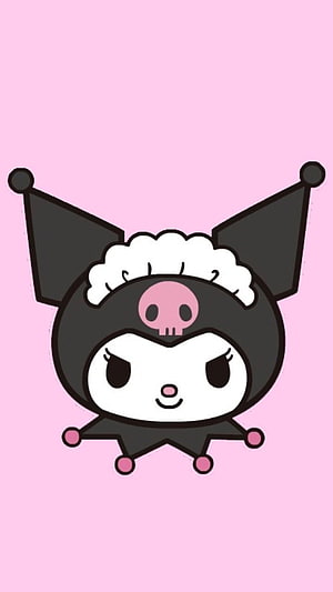 Cute Kuromi Character Illustration on Pink Background HD phone wallpaper