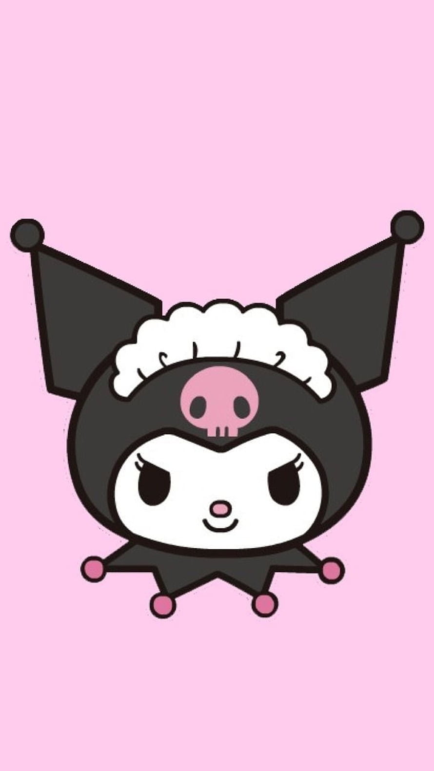 Cute Kuromi Character Illustration on Pink Background HD phone wallpaper