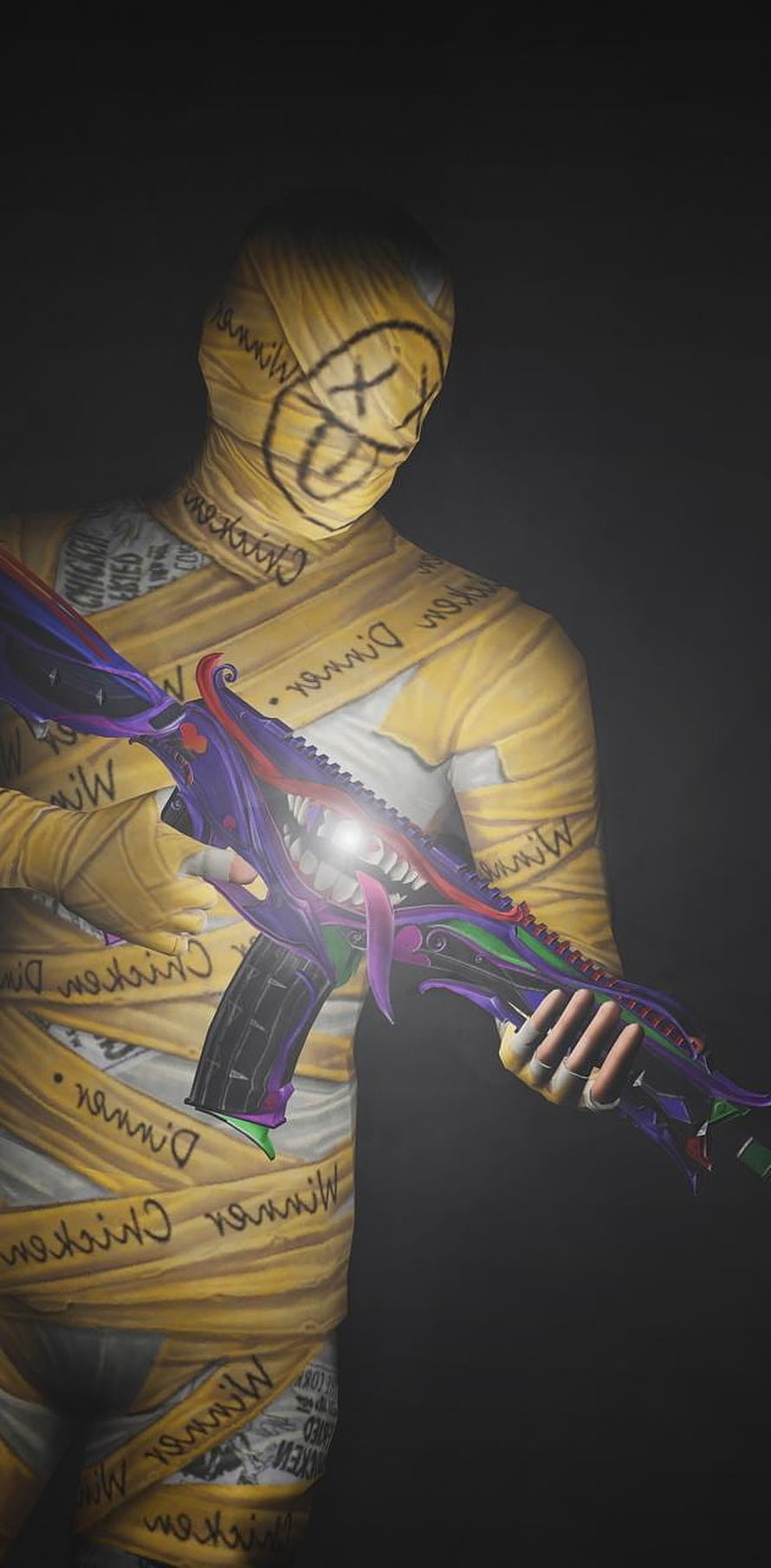 PUBG Mummy Skin Character Holding Purple Weapon in Dark Setting HD phone wallpaper