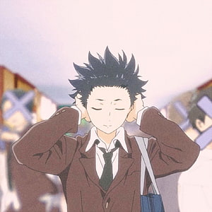 Shoya Ishida from A Silent Voice in School Uniform with Hands on Ears HD phone wallpaper