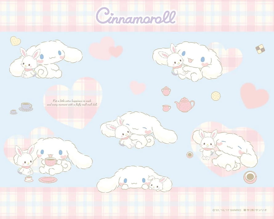 Cute Cinnamoroll and Rabbit Friends Pastel Tea Party Wallpaper HD wallpaper