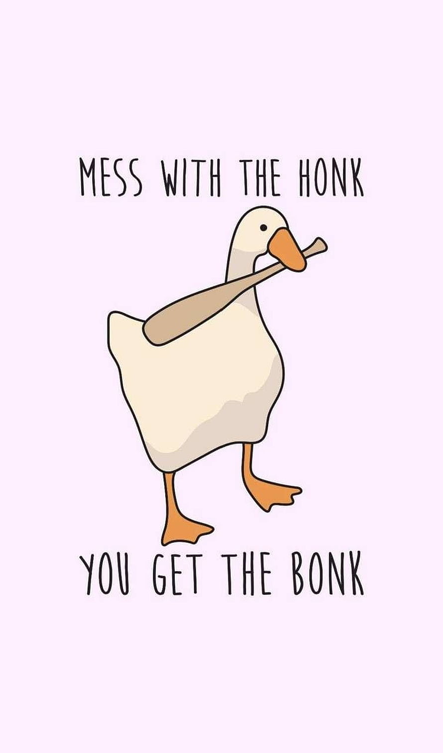 Funny Cartoon Goose Holding Baseball Bat With Humorous Text HD phone wallpaper