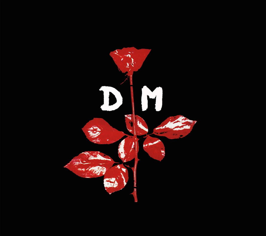 Depeche Mode Red Rose Graphic with DM Lettering on Black Background HD wallpaper