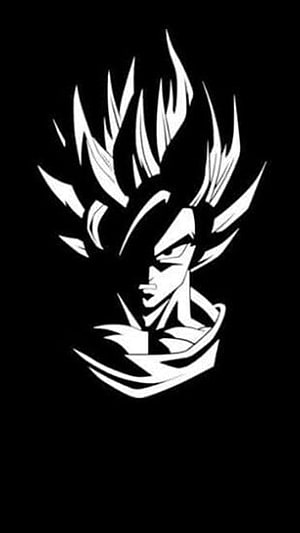 Goku Silhouette Stencil Artwork from Dragon Ball in High Contrast Black and White HD phone wallpaper