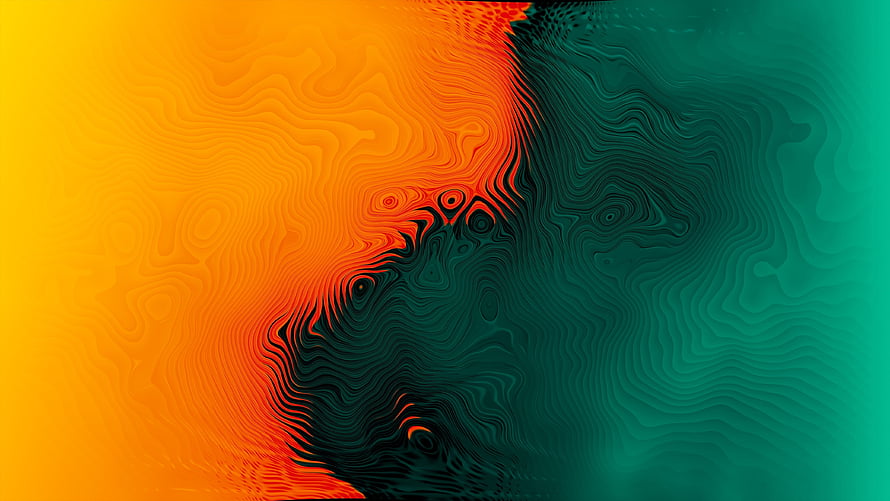 Abstract Orange and Teque Wavy Lines Gradient Background HD wallpaper