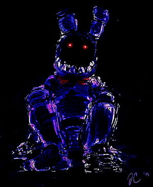 Withered Bonnie from Five Nights at Freddy's in a dark neon digital art style HD phone wallpaper
