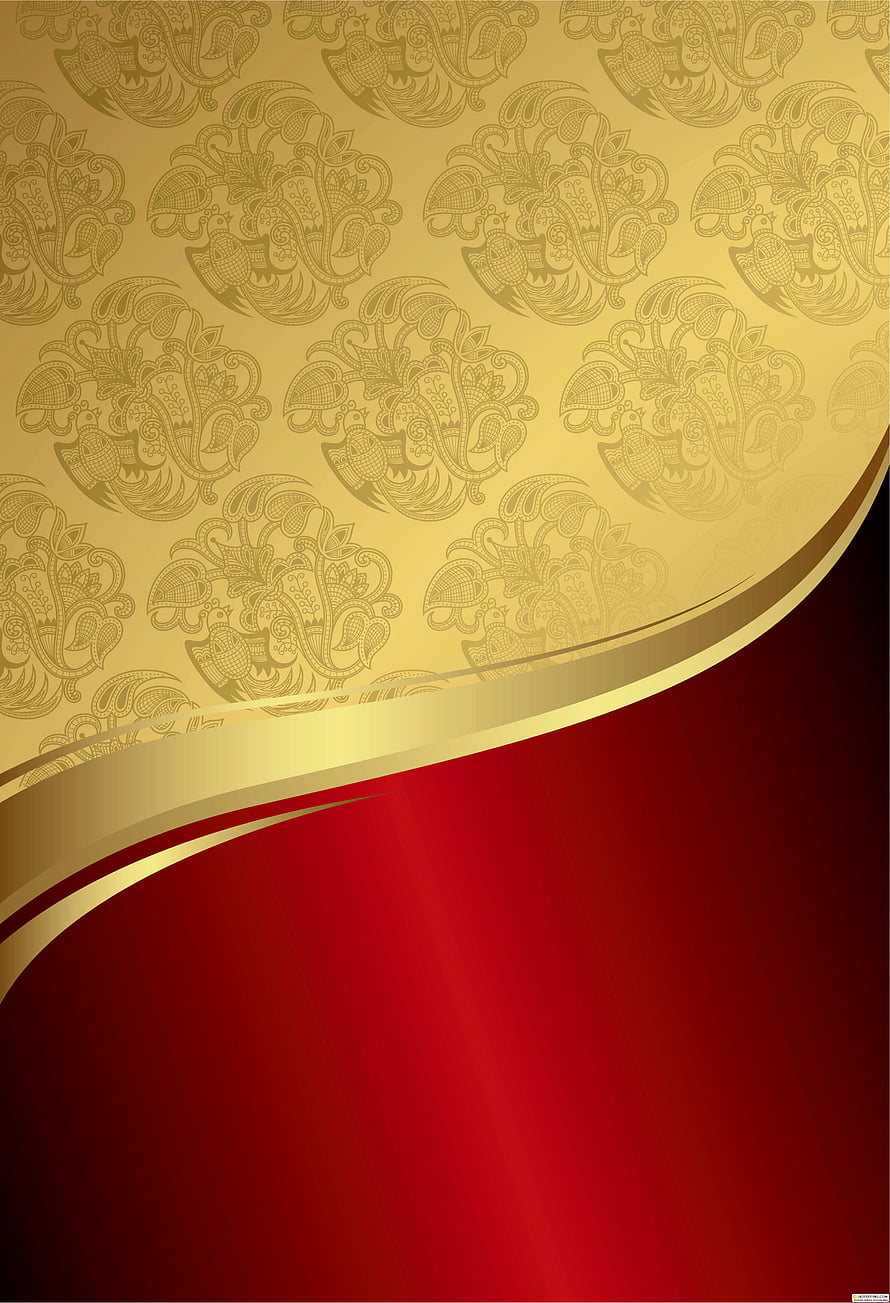 Elegant Red and Gold Ornamental Pattern with Curved Ribbon Design HD phone wallpaper