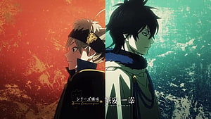Black Clover Anime Wallpaper Featuring Asta and Yuno in Split Screen Profile HD wallpaper