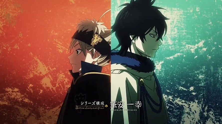 Black Clover Anime Wallpaper Featuring Asta and Yuno in Split Screen Profile HD wallpaper