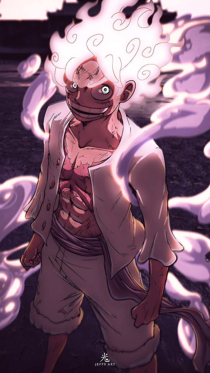 Monkey D. Luffy Gear 5 Sun God Nika White Hair Anime Wallpaper HD phone wallpaper