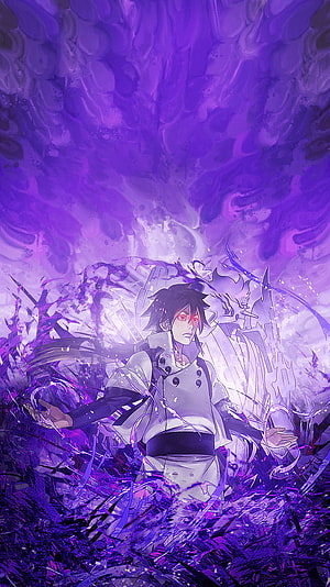 Indra Otsutsuki Anime Character in Purple Chakra Aura HD phone wallpaper