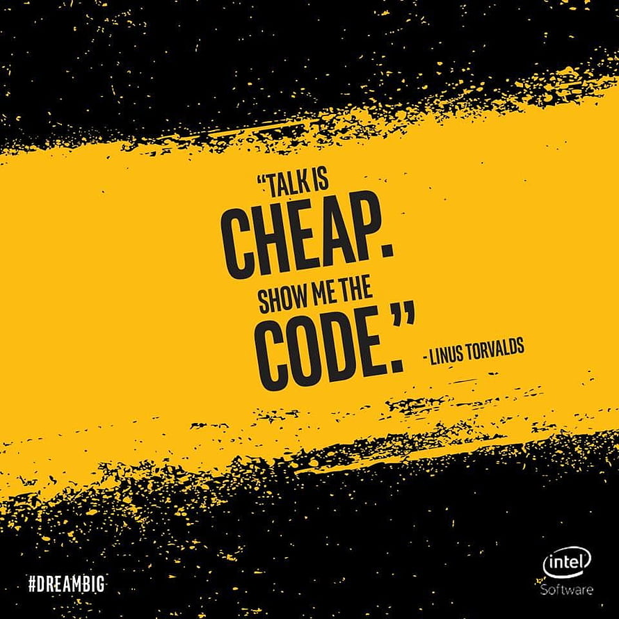 Linus Torvalds Quote: Talk Is Cheap Show Me The Code on Yellow Grunge Background HD phone wallpaper