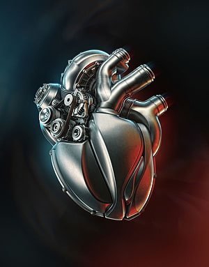 Futuristic Mechanical Heart Engine with Gears and Pistons HD phone wallpaper