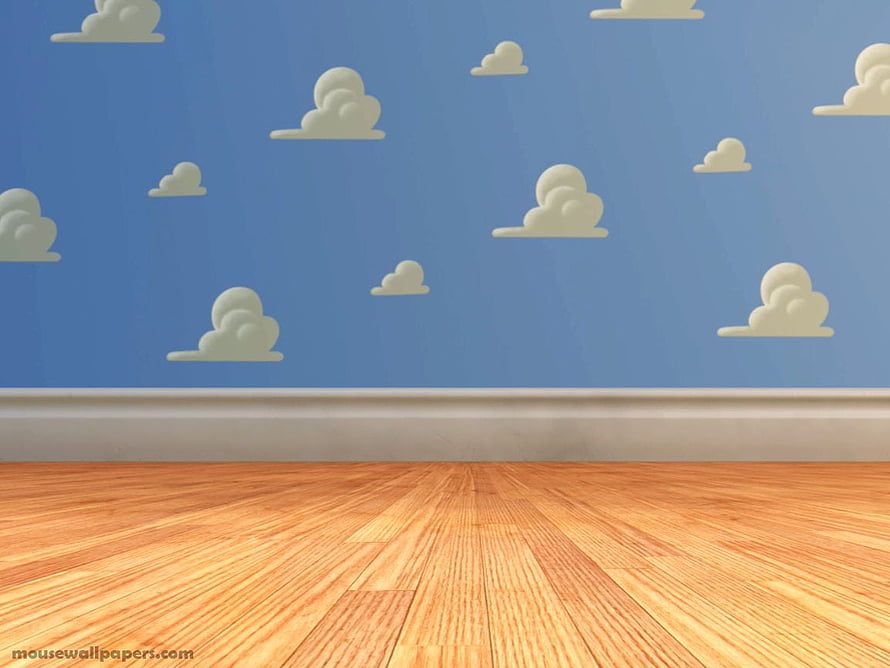 Empty Room Interior With Wooden Floor And Blue Cloud Wallpaper Background HD wallpaper