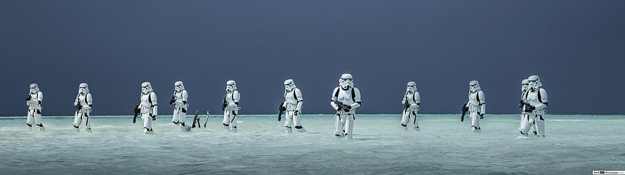 Stormtroopers Standing in Shallow Water Under a Dark Sky from Rogue One A Star Wars Story HD wallpaper
