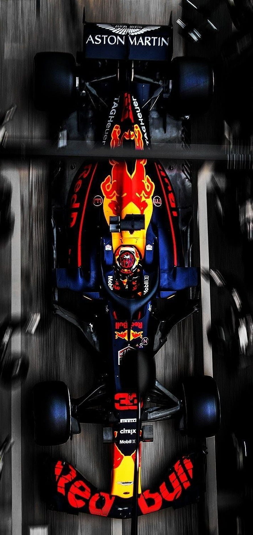 Top View of Red Bull Racing Formula 1 Car with Aston Martin Wing HD phone wallpaper