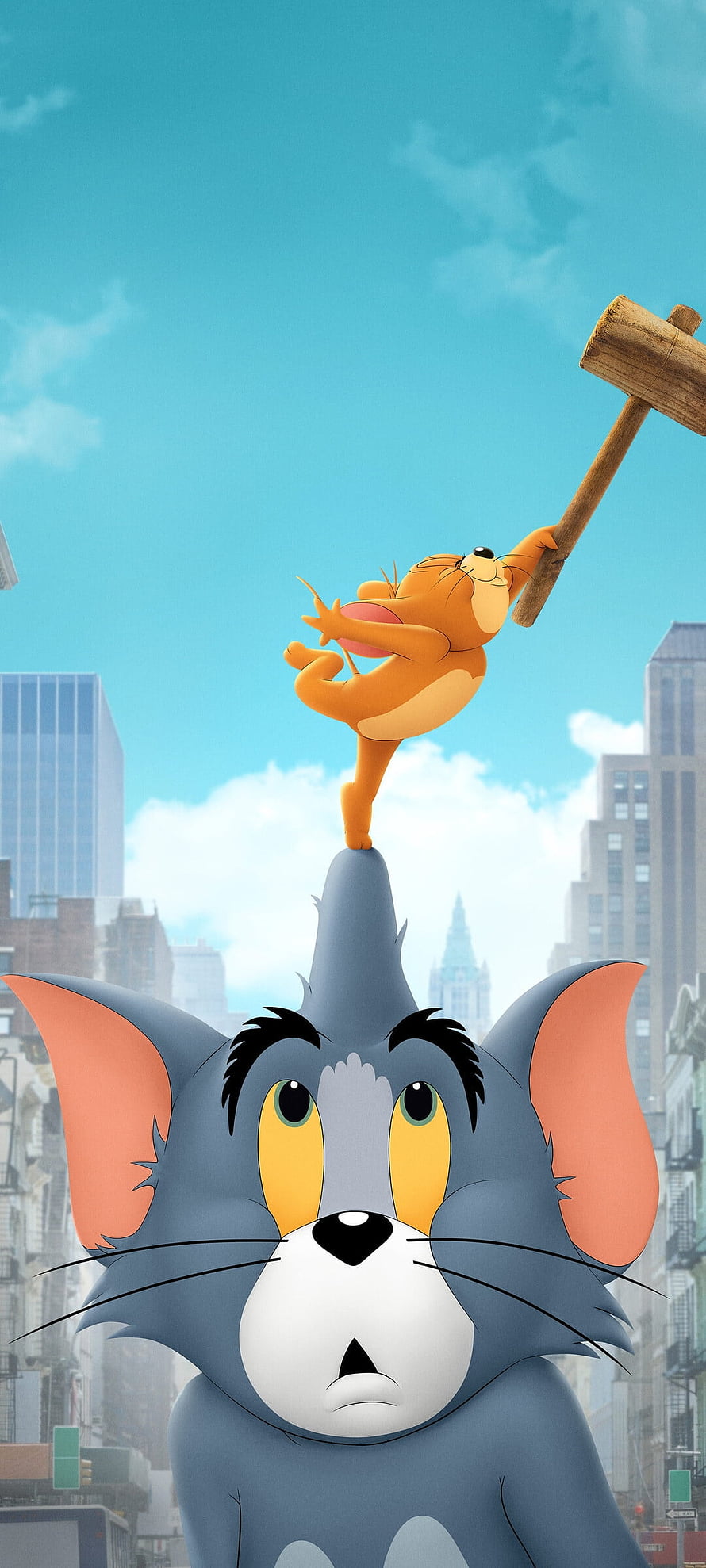 Tom and Jerry Movie Wallpaper - Tom Cat with Jerry on Head HD phone wallpaper