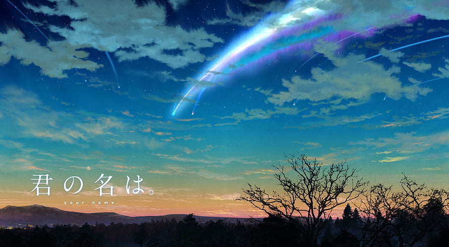 Your Name Anime Skyline With Comet And Twilight Clouds Over Silhouetted Hills HD wallpaper
