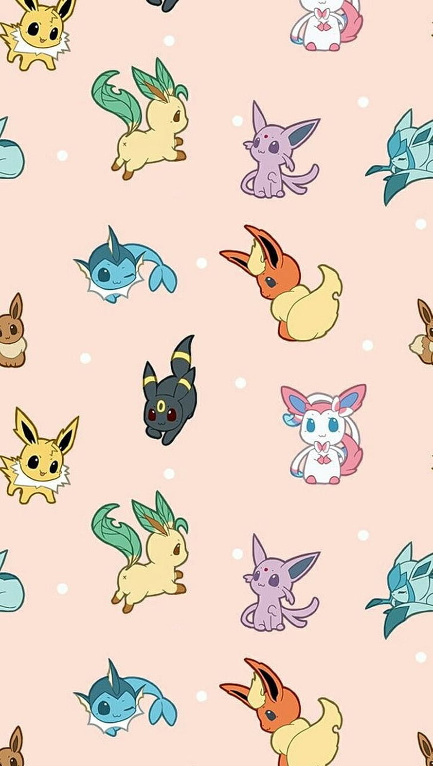 Cute Chibi Eevee Evolutions Pattern Wallpaper HD phone wallpaper