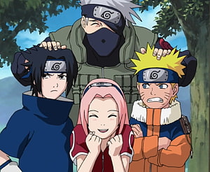 Naruto Shippuden Team 7 Anime Wallpaper Featuring Kakashi Sasuke Sakura And Naruto HD wallpaper
