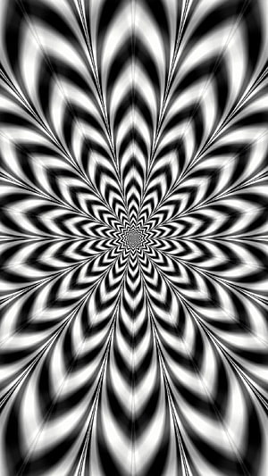Black and White Radial Optical Illusion with Hypnotic Spiral Pattern HD phone wallpaper