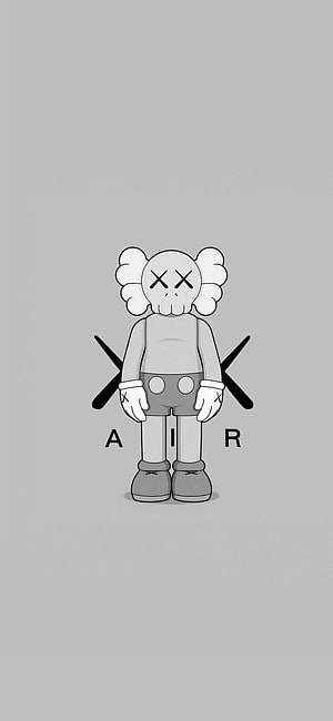 KAWS Companion Character Standing with Crossed X Marks on Gray Background HD phone wallpaper