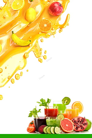 Fresh Fruit Juice Splash with Citrus, Banana, and Pomegranate on White Background HD phone wallpaper