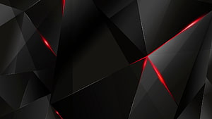 Abstract Black Geometric Background With Glowing Red Lines HD wallpaper