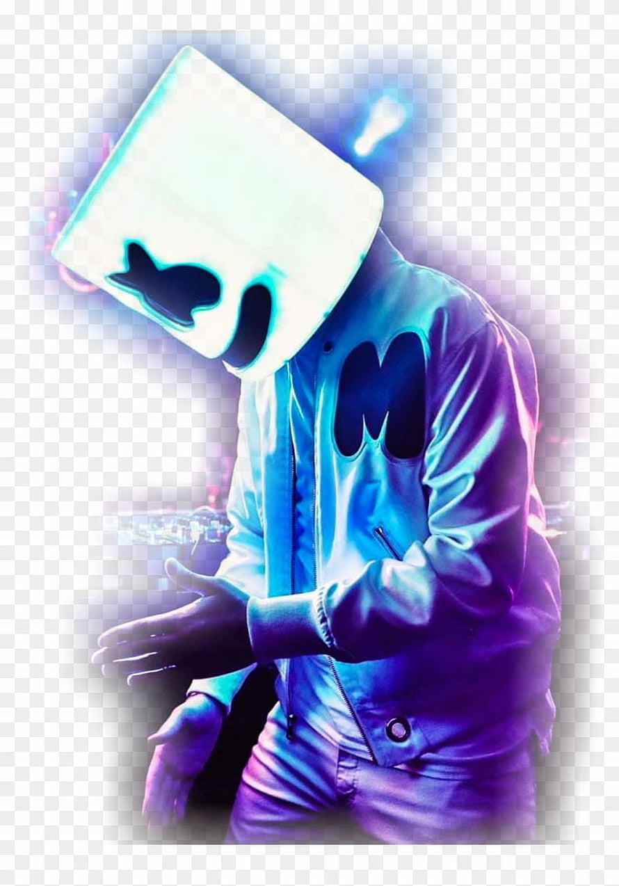 Marshmello DJ in Neon Blue and Purple Jacket with White Mask HD phone wallpaper
