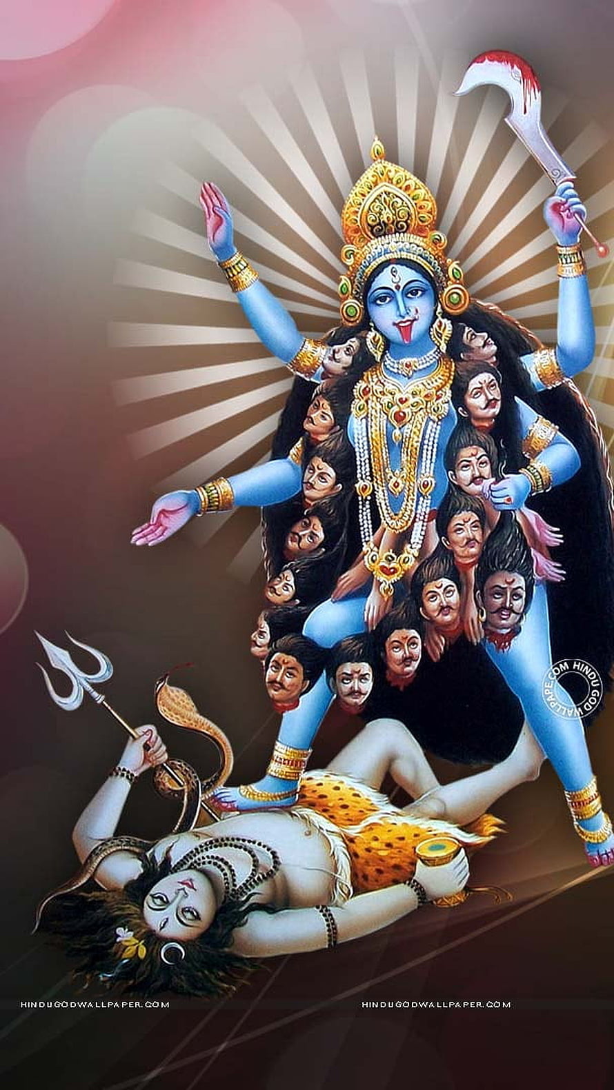 Maa Kali Divine Painting with Radiant Wings and Vibrant Floral Elements HD phone wallpaper