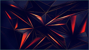 Abstract Geometric Digital Art with Red and Blue Neon Triangles HD wallpaper