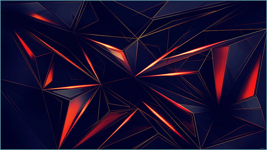 Abstract Geometric Digital Art with Red and Blue Neon Triangles HD wallpaper