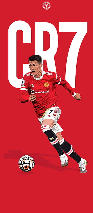 Cristiano Ronaldo Manchester United CR7 Red Jersey Soccer Player Illustration, CR7 Manutd, Ronaldo, Cristiano Ronaldo, Manchester United, Red Devils HD phone wallpaper