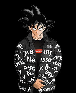 Goku Wearing Streetwear Puffer Jacket Anime Character Illustration HD phone wallpaper