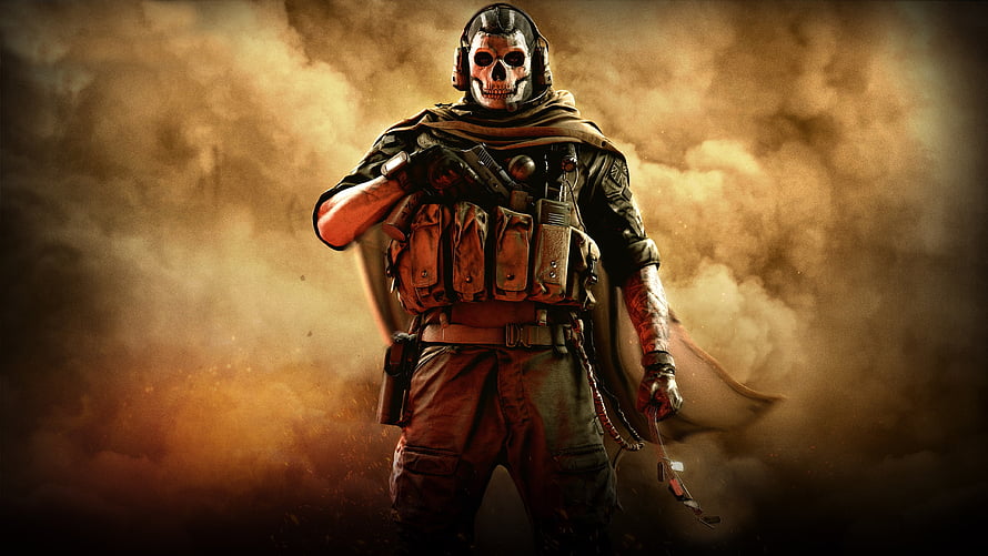 Call of Duty Modern Warfare Skull Mask Soldier in Tactical Gear Amidst Smoke HD wallpaper
