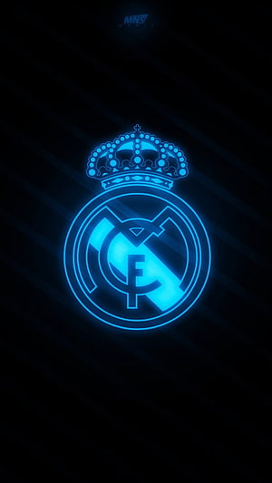 Real Madrid CF Neon Blue Logo Wallpaper HD phone wallpaper