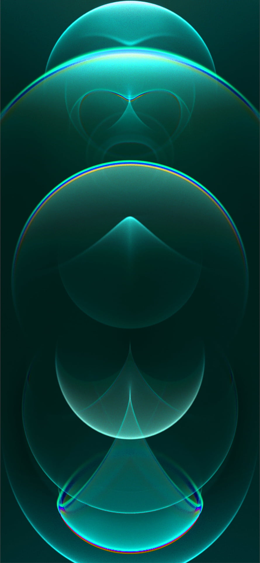 Abstract Teal Geometric Shapes with Iridescent Edges on Dark Background HD phone wallpaper