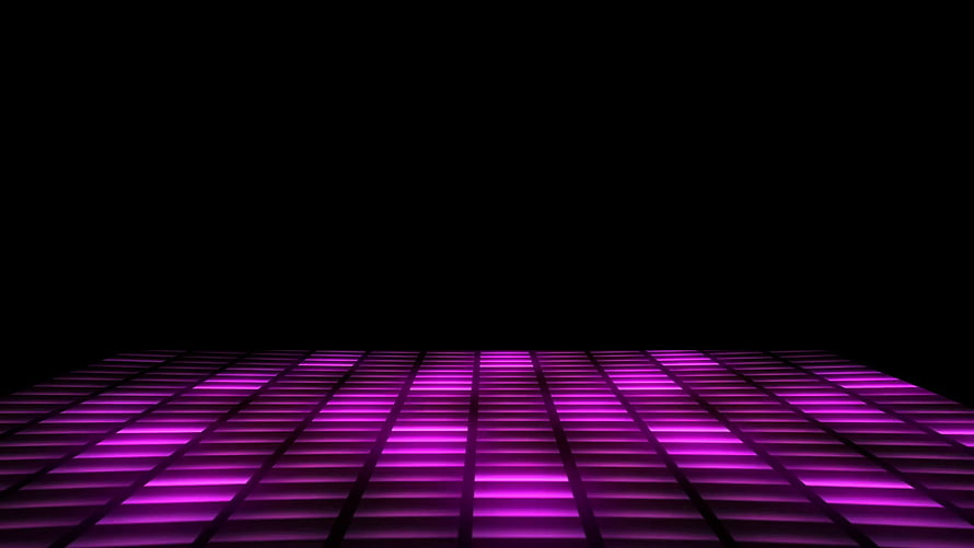 Neon Purple Grid Dance Floor on Black Background HD wallpaper