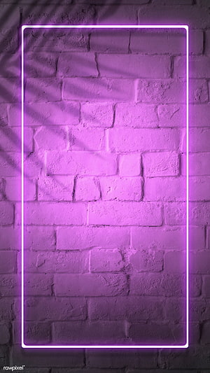 Purple Neon Light Frame On Textured Brick Wall Background HD phone wallpaper